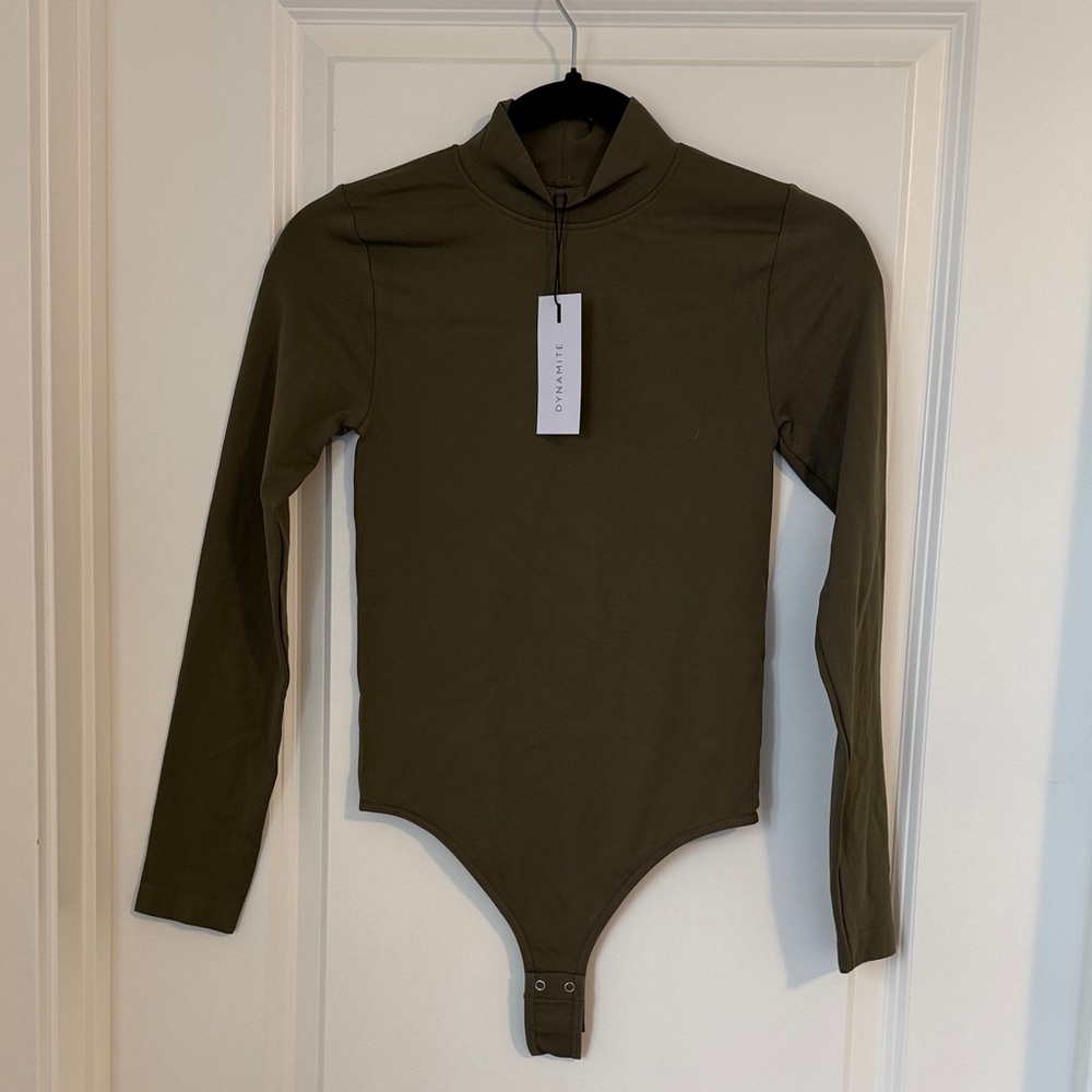 Dynamite | NWT Kalamata Olive Green Seamless MockneckBodysuit